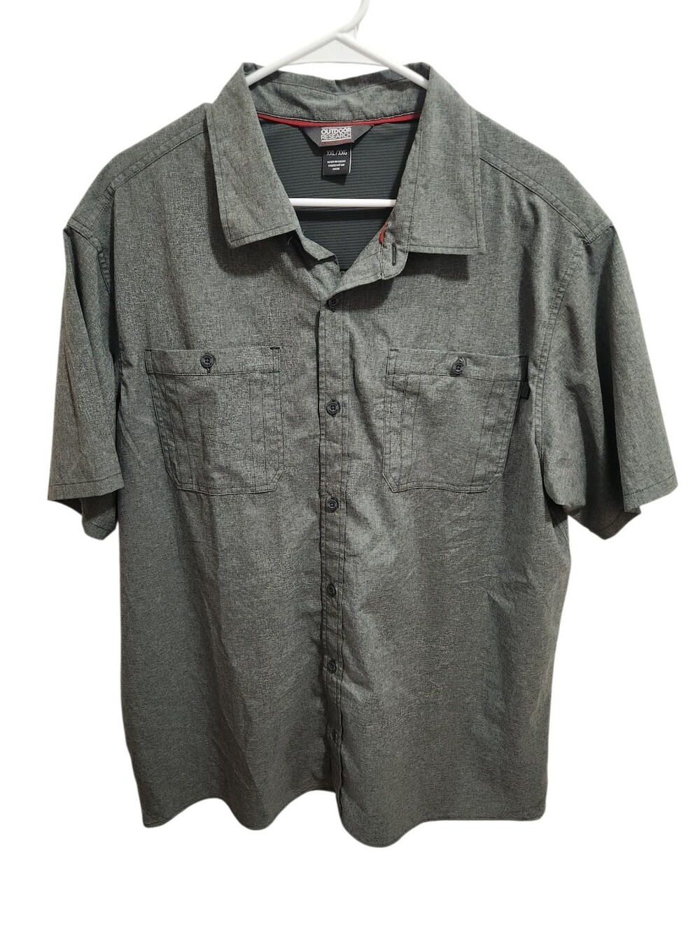 Men's Outdoor Research Wayward Short-Sleeve Shirt Size XXL Heather Charcoal Grey